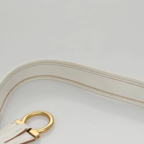 Salvatore Ferragamo Shoulder Bag Leather White Auth 105780V